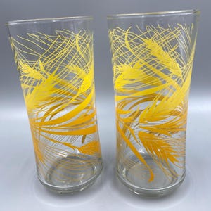 Libbey / 1970s Set of 2 Vintage Libbey Harvest Wheat Drinking Glasses / Harvest Wheat Libbey Glasses / Tall Libbey Harvest Wheat Glasses