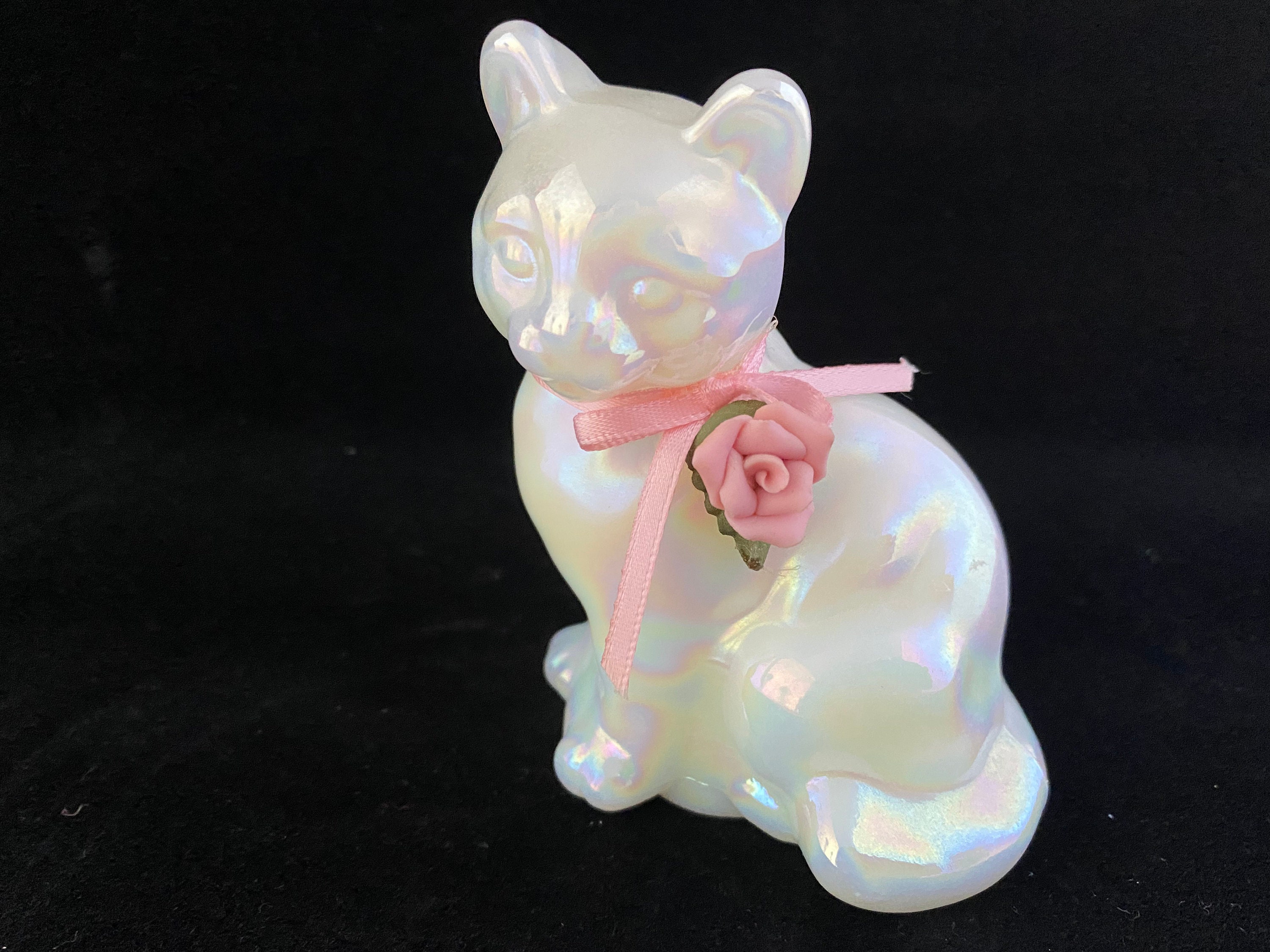 【希少品】FENTON CAT フェントン ガラス 置物　ワインレッド 希少品】FENTON CAT フェントン ガラス 置物 ワインレッド