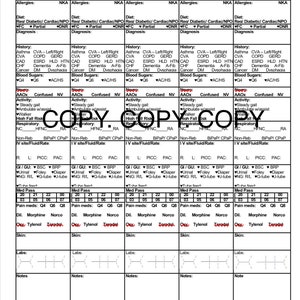 5 patient nurse report sheet