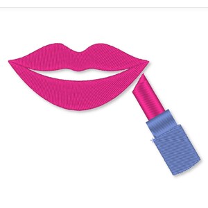 Lipstick embroidery design Cool girl embroidery designs Doll face machine embroidery for napkin towel t-shirt Machine embroidery lips patter