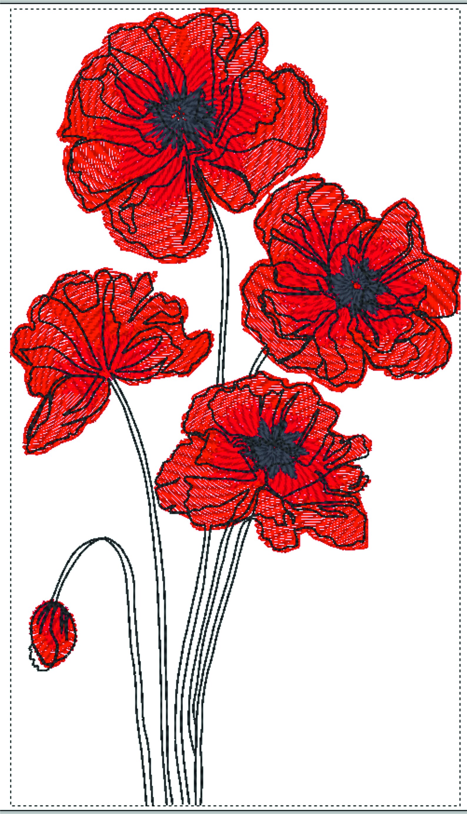 POPPIES machine embroidery design 7'' 6'' Etsy