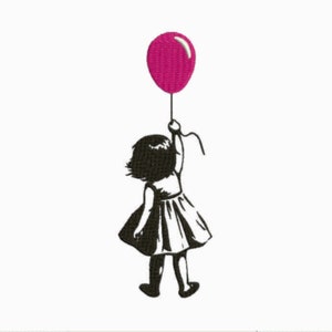 Girl with balloon embroidery designs Cute girl machine embroidery