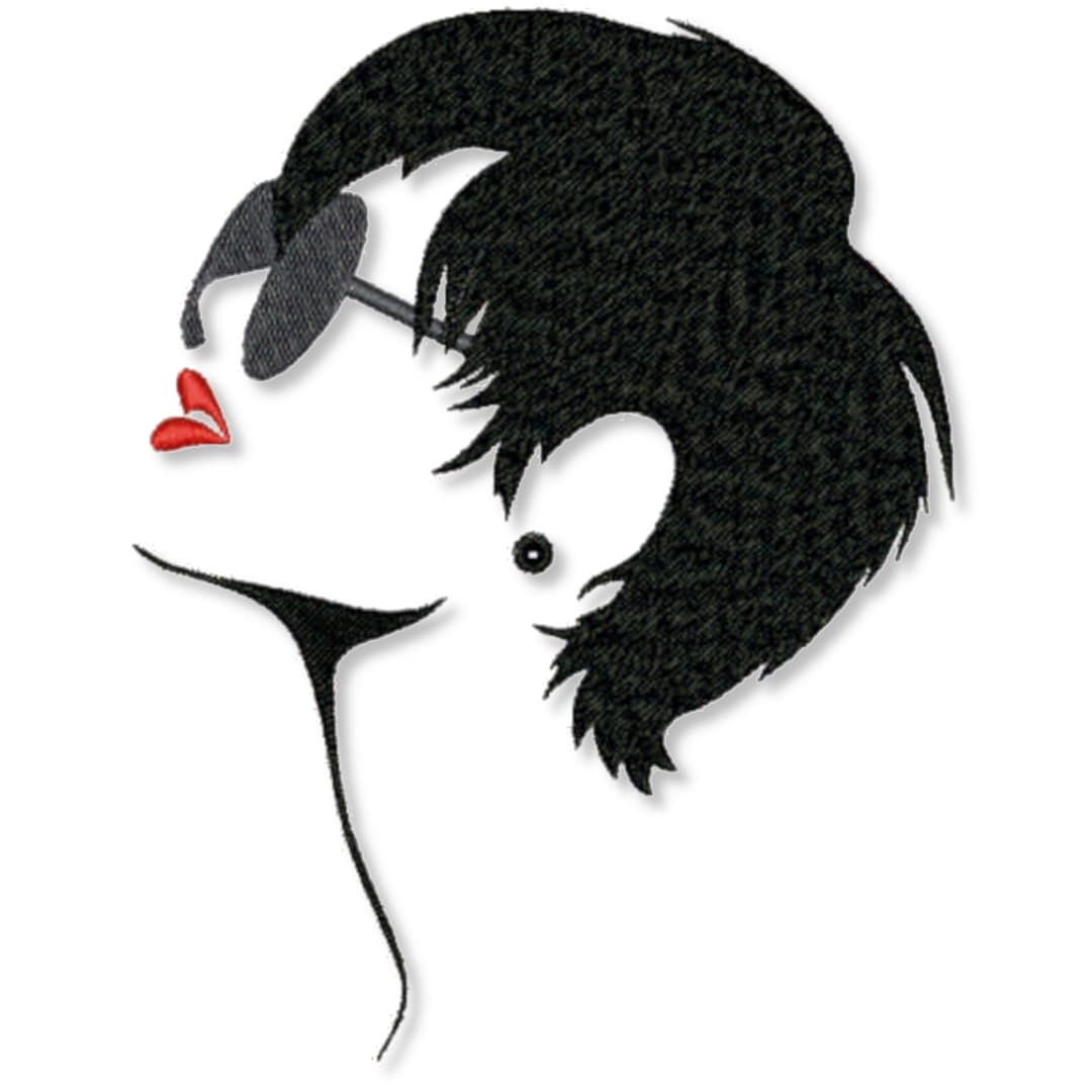 Girl With Sunglasses Embroidery Design Girl Face Embroidery Etsy