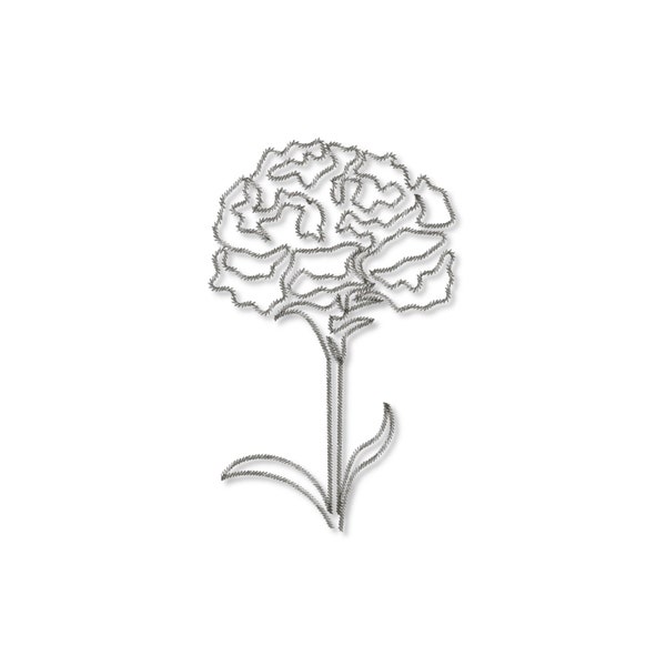 Carnation embroidery design Red carnation embroidery Garden flowers One line embroidery designs for blouse t-shirts blanket kitchen towel