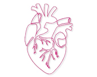 ANATOMICAL HEART machine embroidery design 7'6'5'4'2.5' Medical heart embroidery design Machine embroidery design heart Pes heart embroidery