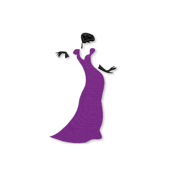 Dancing girl embroidery designs, tango machine embroidery, dance, ballerina, deep purple lilac dress, princess, ballet, for baby blanket