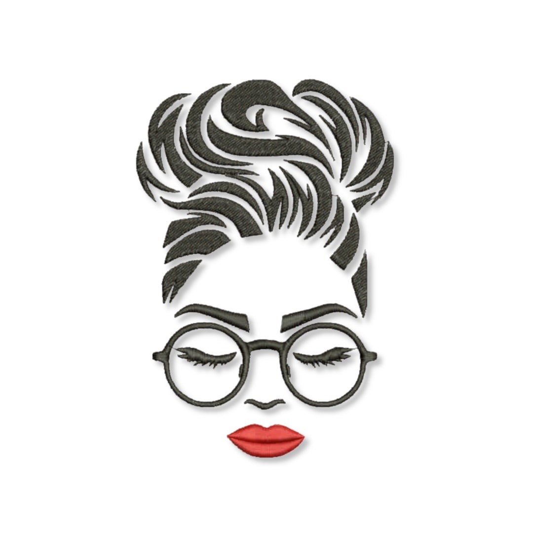 Beautiful Woman Face With Sunglasses Embroidery Design Girl Etsy