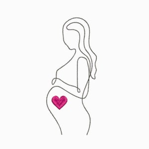 Wzory haftów ciążowych Haft sylwetki kobiety w ciąży Projekt haftu Pes kobiety w ciąży Mama i dziecko Matka dziecięca kocyk