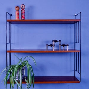 Teak shelving system by WHB Stahl und Drat German String shelving from the 1970s NO.6