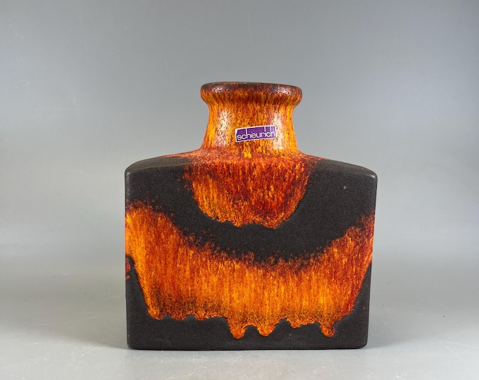 Scheurich Design Orange / Red Fat Lava Vase 281-19 from the 1960s
