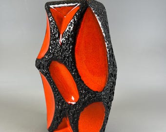 Orange Fat Lava Bay West German Vase