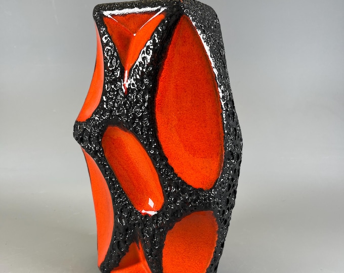 Orange Fat Lava Bay West German Vase