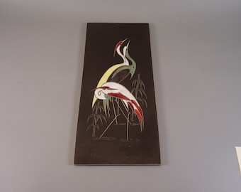 Kiechle wall plate from the 60s, herons, handmade