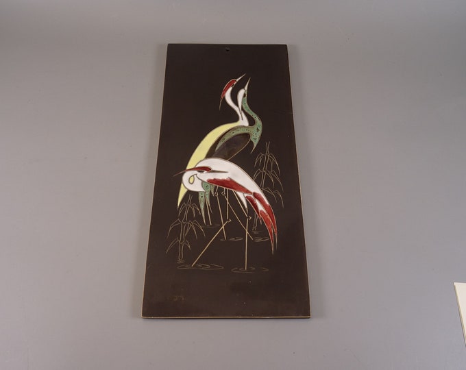 Kiechle wall plate from the 60s, herons, handmade
