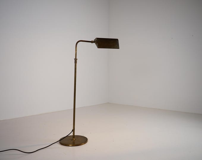 Messing Stehlampe mit einzigartiger Patina von Florian Schultz aus den 1970er Jahren