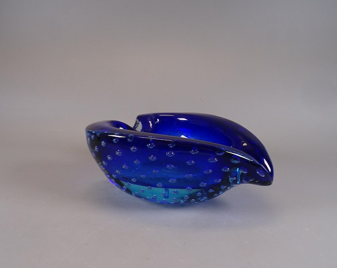 small ashtray made of Murano glass, Made in Italy Blue