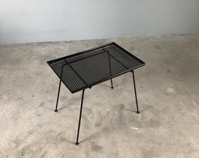 Sofa table-side table with tray made of metal, black mid-century, vintage 1980s