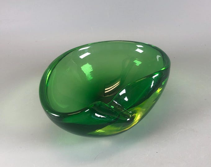 Murano Glass Ashtray, Made in Italy 1970s Green