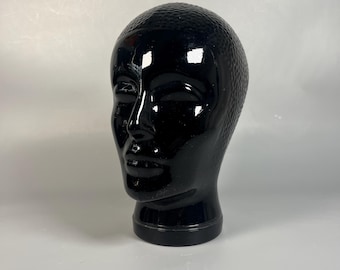 80s style glass head in black to glass for baseball cap or headphone decoration