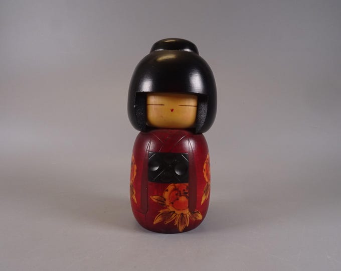 Kokeshi doll wooden figure from Japan vintage, 70s -80s