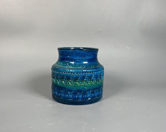 Bitossi Klein Keramik Vase   60er-70er Jahre Rimini Blue
