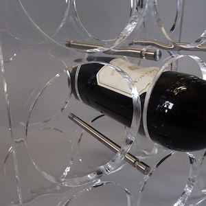 1 of 2 wine bottle holder, bottle holder, wine rack made of acrylic and aluminum, 80s