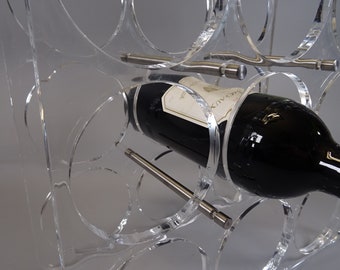 1 of 2 wine bottle holder, bottle holder, wine rack made of acrylic and aluminum, 80s