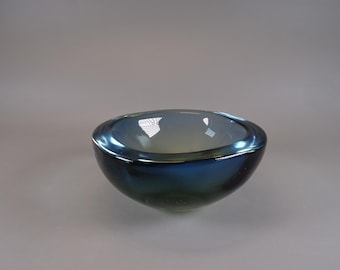 Murano glass ashtray bowl, made in Italy from the 1980s Green Blue