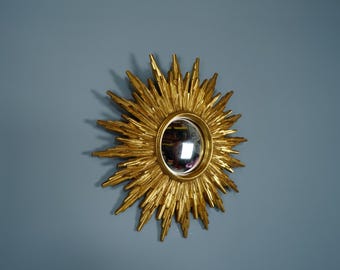 Italian sun mirror gold leaf from the 1960s