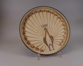 Sgrafo Wall Plate Peacock Motif Germany 70s Decorative Plate Studio Ceramic Model 734