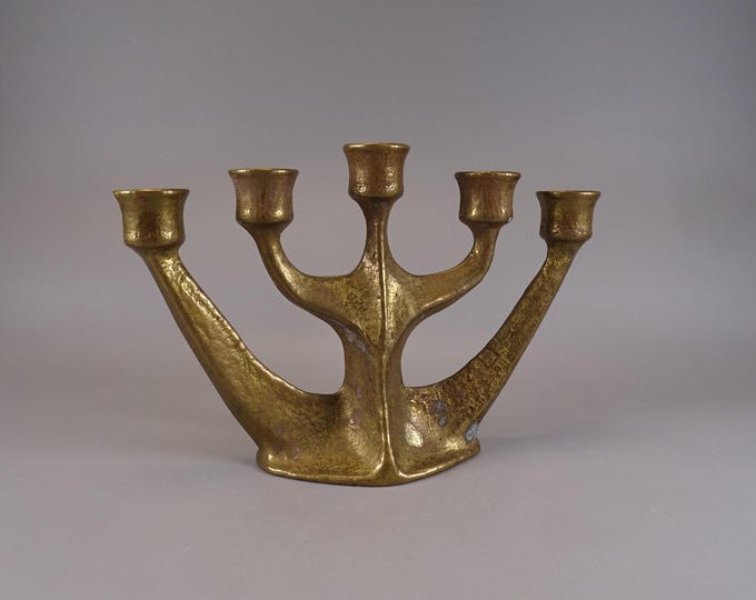 German Brutalist bronze candle holder, circa 1970-80s