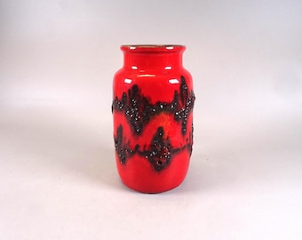 Orange Fat Lava Bay West German Vase