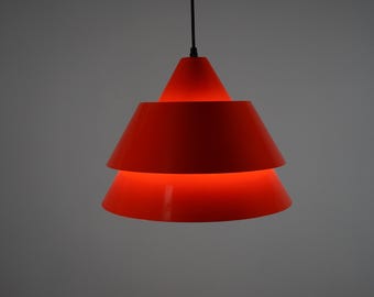 60s / 70s Mid Century ceiling light Jo Hammerborg for Fog & Morup "Red Zone" hanging lamp