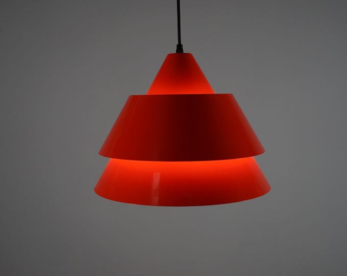 60s / 70s Mid Century ceiling light Jo Hammerborg for Fog & Morup "Red Zone" hanging lamp