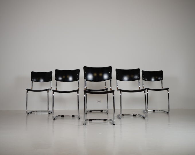 Set  of 6 Bauhaus chairs by Thonet Modell S 43 Design Mart Stam from the 1980s
