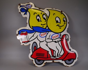 Original Esso Oil Sign from the 1960s with thermometer