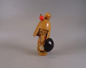 Kokeshi doll wooden figure from Japan vintage, 70s -80s