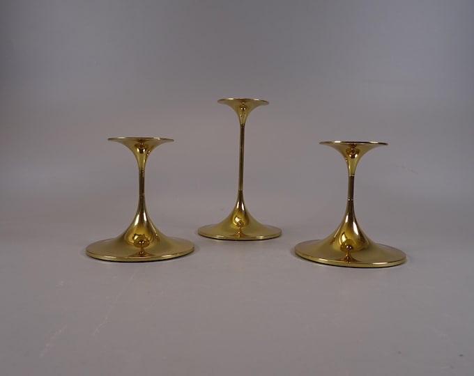 Set of 3 candlesticks, 60s Mid Century modern design Made in Denmark T.Ø. Design by Torben Ørskov