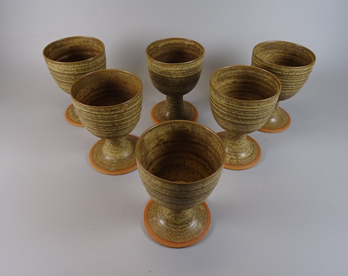 6 mugs handmade Swedish Studio Pottery signed by Thunell 1970s