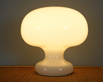 Vintage White Murano Glass Mushroom Table Lamp by Cosack Leuchten