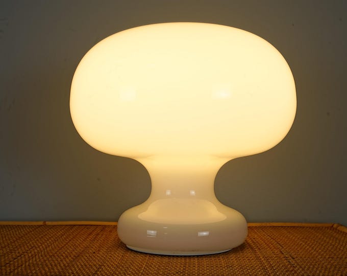 Vintage White Murano Glass Mushroom Table Lamp by Cosack Leuchten
