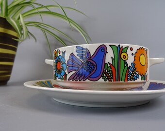 Villeroy and Boch Acapulco soup bowls, cereal bowls, 70s boho tableware, mid century kitchenware, Christine Reuter.