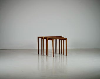 Nesting tables by Rex Raab for Wilhelm Renz, 1960s, set of 3, walnut, mid-century design, vintage design