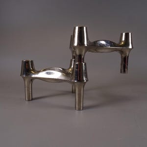 2 Set Modular Candle Holders by BMF Nagel made of metal, original 70s, Vintage