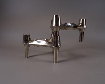 2 Set Modular Candle Holders by BMF Nagel made of metal, original 70s, Vintage