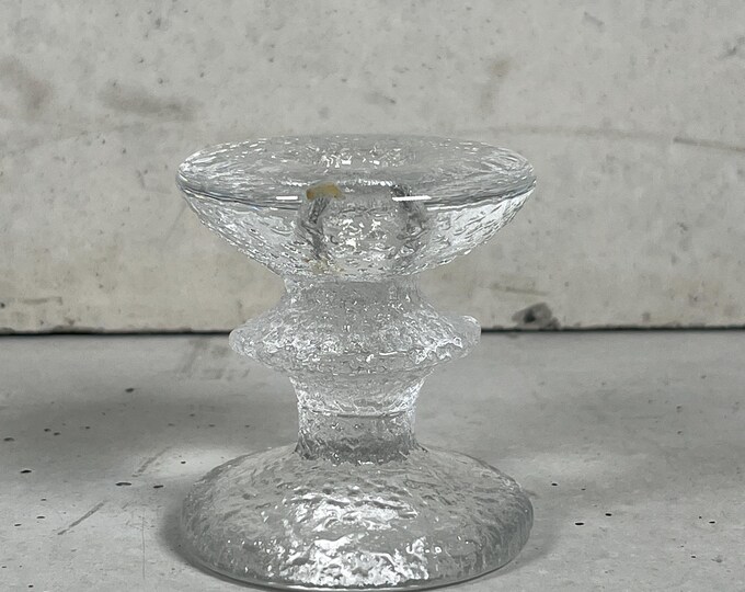 1x Iittala Finland Vintage Glass Candle Holder Signed TS / Timo Sarpanevas
