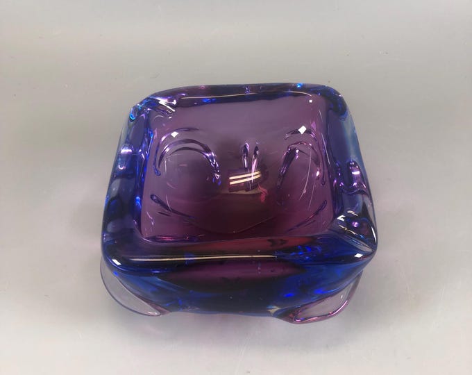 Murano glass ashtray, made in Italy from the 1980s Purple / Blue