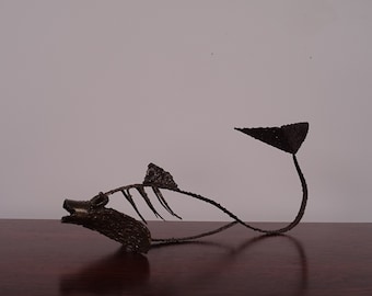 Fish figurine made of iron, 60s brutalist design vintage