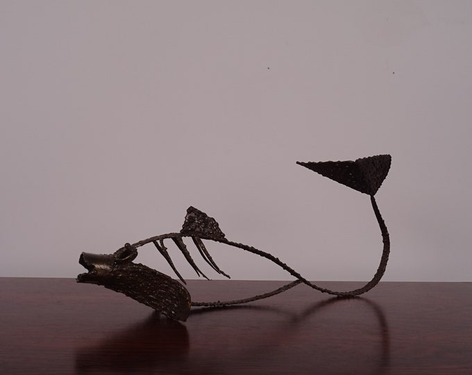 Fish figurine made of iron, 60s brutalist design vintage