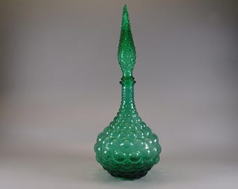 EMPOLI Italy glass bottle with stopper / vintage / decorative / from Italy 1960s green